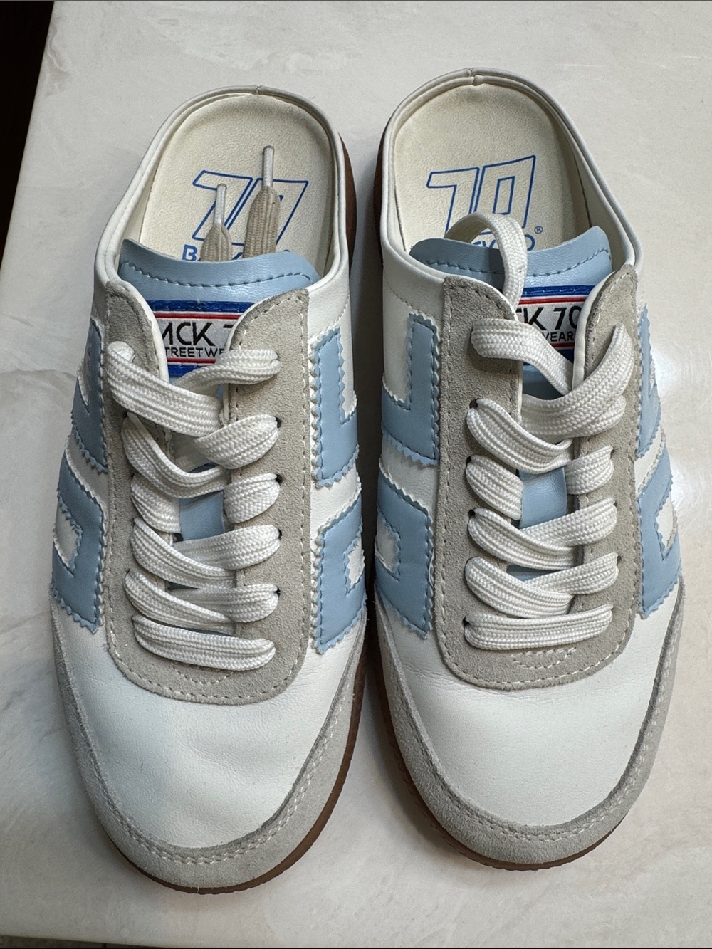 BACK 70 Easter Light Blue & White Lace-Up mule Sneakers